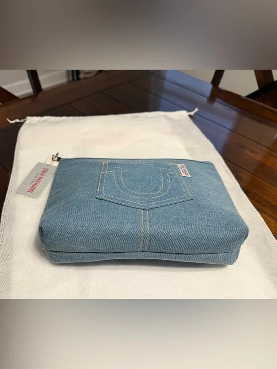 True Religion Brand Jeans Denim Pouch | Large Zip Clutch | NWT | - Picture 2 of 7
